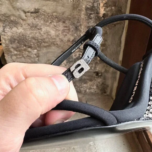 Alexander Wang Black Dahlia Rhinestone Embellished Wedge Sandals - Picture 12 of 12